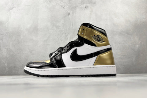 Nike Air Jordan 1 Golf “Gold Toe” High-top skate shoes Breathable, Non-Slip Basketball Shoes (Unisex)
