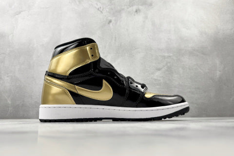 Nike Air Jordan 1 Golf “Gold Toe” High-top skate shoes Breathable, Non-Slip Basketball Shoes (Unisex)