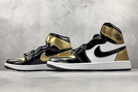 Nike Air Jordan 1 Golf “Gold Toe” High-top skate shoes Breathable, Non-Slip Basketball Shoes (Unisex)