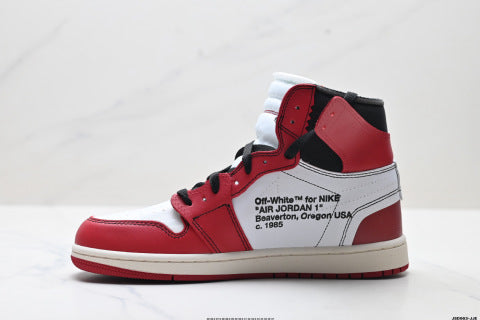 Off-White x Nike Air Jordan 1 Retro High-top skate shoes Non-slip basketball shoes for men and women