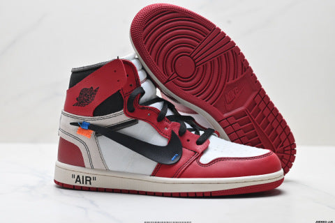 Off-White x Nike Air Jordan 1 Retro High-top skate shoes Non-slip basketball shoes for men and women