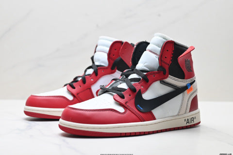 Off-White x Nike Air Jordan 1 Retro High-top skate shoes Non-slip basketball shoes for men and women