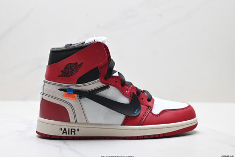 Off-White x Nike Air Jordan 1 Retro High-top skate shoes Non-slip basketball shoes for men and women